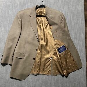 Sean John Fine Tailoring Mens 42R Tan 100% Wool 3-Button Blazer Sport Coat